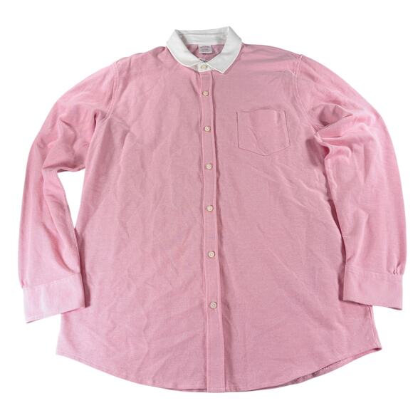 NWT Brooks Brothers Pink Performance Knit 100% Cotton Long Sleeve Men's Sz XL - Picture 3 of 8